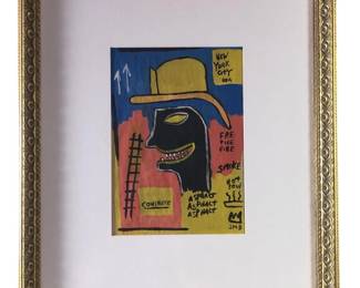 Signed Attributed Jean Michel Basquiat Mixed Media