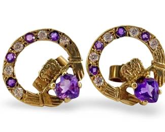 9K Gold and Amethyst Earrings