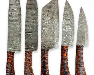 5pc Handcrafted Damascus Steel Kitchen Knives