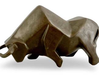 Signed Botero Bronze Bull Sculpture