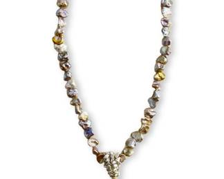 Mother of Pearl, 14K Gold, and Citrine Necklace