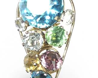 Vogue Rhinestone Sterling Silver Brooch Pin