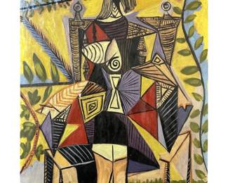 Signed Attributed Picasso Cubist Mixed Media