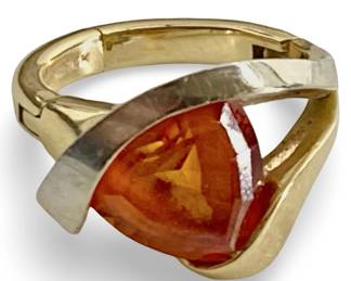 Fingermatei 14K Gold Padparascha Sapphire Ring