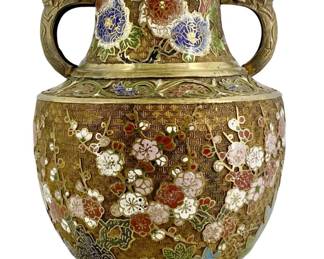 Japanese Detailed Enameled Brass Cloisonné Vase