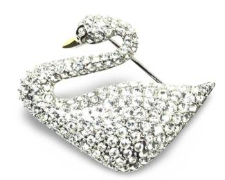 Vintage Swarovski Crystal Encrusted Swan Brooch