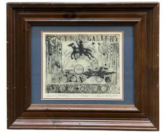 L.E. Signed Howard M. Abstract Vintage Etching