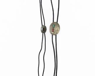 (2pc) Native American Silver & Sterling Bolo Ties