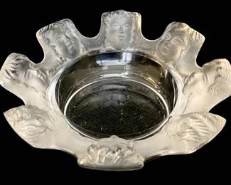 Lalique Crystal Saint Nicholas Cherub Face Ashtray
