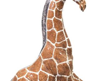 Large Painted Ceramic Seated Giraffe Sculpture