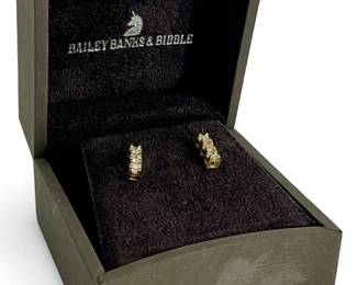 Diamond Inlaid 14K Gold BB & B Earrings