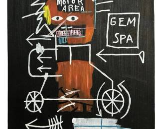 Signed Attributed Basquiat Mixed Media on Canvas