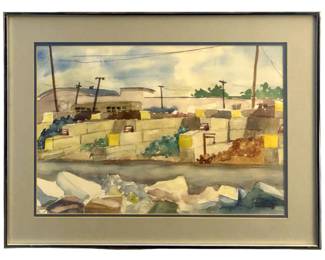 Signed Pat Wolff Mixed Media Watercolor Painting