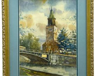 Signed Timtchenkov Landscape Watercolor Painting