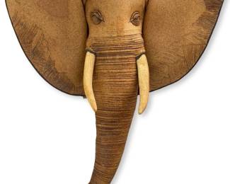 Stoneware Ceramic Elephant Wall Art Sculpture