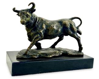 Signed J. Mavchi Bronze Bull Figure