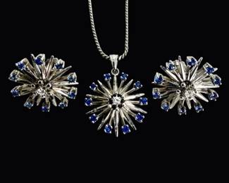 14k Gold FF Felger Sunburst Necklace/ Earrings