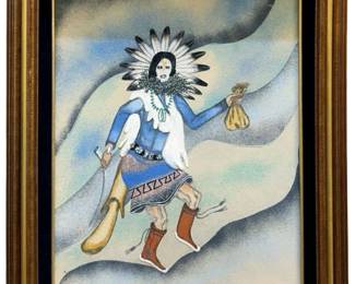 Signed J.M. Yazzie Native American Sand Art