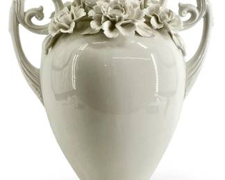 Floral Design White Porcelain Vase