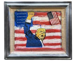 Signed Rotten Russ “Fight!" Mixed Media on Panel