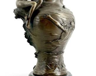 Vintage Figural Art Nouveau Bronze Vase