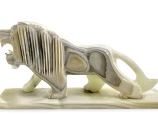 Carved Onyx Lion Sculpture