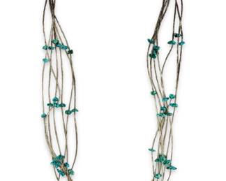 Layered Silver and Turquoise Nugget Necklace