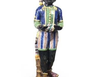 Antique Italian Majolica Standing Blackamoor