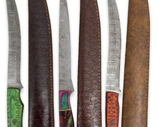 3pc Long Handcrafted Damascus Steel Knives