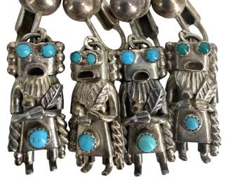 2 Pair Helen Long Silver Kachina Earrings