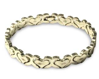 Gorgeous Sterling Silver Heart Link Bracelet