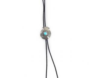 Native American Sterling Silver Turquoise Bolo Tie
