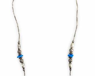 Native American Silver & Turquoise Beaded Necklace