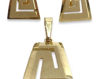 3pc 14K Gold Pendant and Earrings