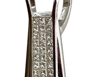 Diamond Inlaid 14K White Gold Pendant
