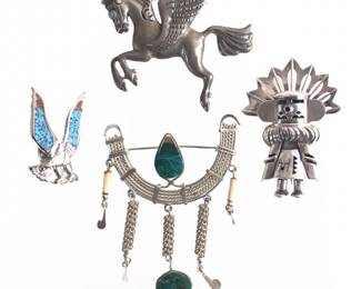 (4) Assorted Silver & Sterling Silver Pins