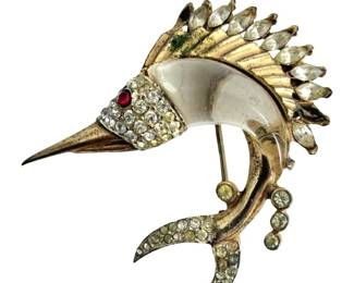 Rare Coro Sterling Jelly Belly Sword Fish Brooch