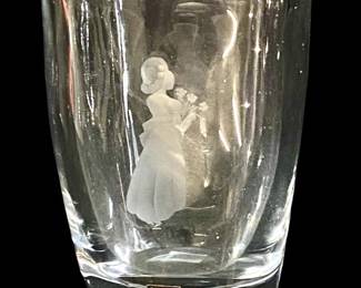 Mid Century Etched Orrefors Swedish Crystal Cup