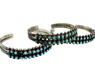 3pc Vintage Zuni Turquoise Bracelets