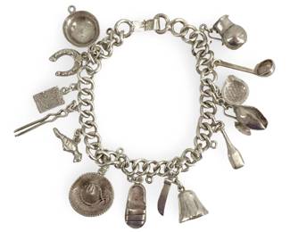 Vintage Sterling Silver Western Charm Bracelet