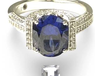 (2pc) Vanna K Sterling CZ Tanzanite Ring W/Stone