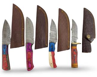 4pc Handcrafted Damascus Hunting Knives