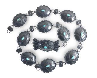 Vintage Native American Silver Turquoise Concho