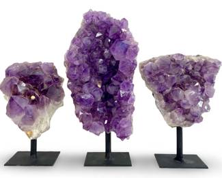 3pc Amethyst Crystal Clusters on Stands