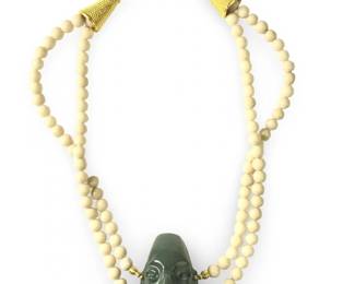 Double Strand Wood Agate Jade Colombian Mask