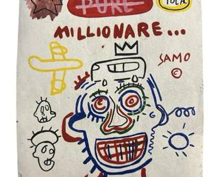 Signed Attributed Jean-Michel Basquiat Mixed Media