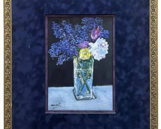 Signed Edouard Manet Floral Oil on Canvas