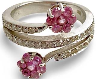 Diamond and Pink Sapphire 14K White Gold Ring