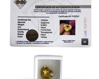 9.90Ct Loose Yellow Heart Sapphire Gemstone