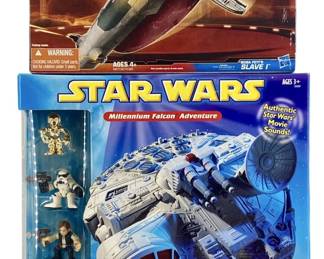 2pc Star Wars Slave I and Millennium Falcon Ships